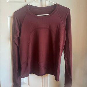 Women's Burgundy Long Sleeve Top